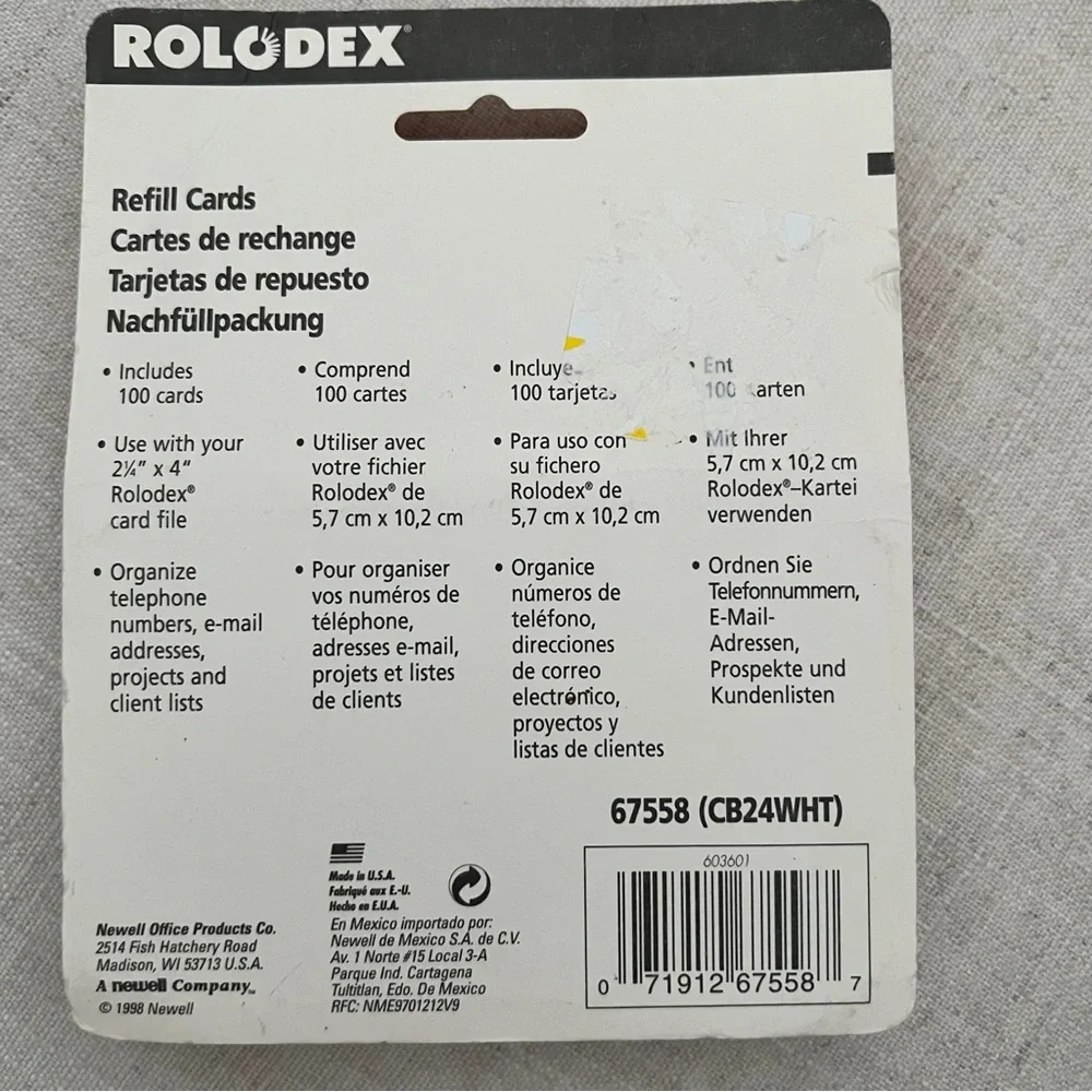 Rolodex Vintage Necessities White Refill Cards and Blue Index Tab Cards New